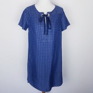Tommy Hilfiger Denim Shift Dress Blue Checkered
